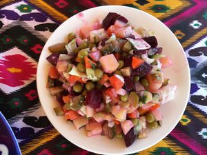 “Vinegret” salad  at Minzifa in Bukhara