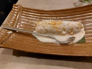 Dessert: banana with coconut cream at Quy Nguyen - Vegan Living in Berlin