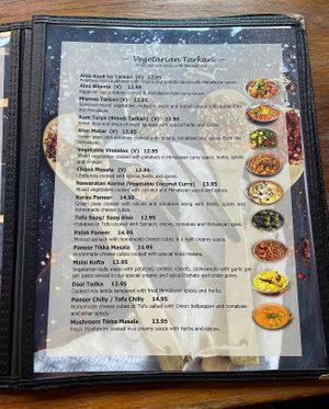 veg menu   at Taste of The Himalayas in San Diego