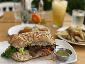 Sandwich vegetal + papas   at Organico Fortuna in La Fortuna