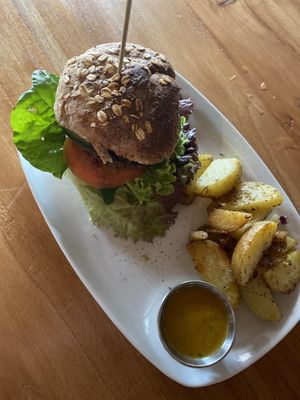 Quinoa burger at Organico Fortuna in La Fortuna