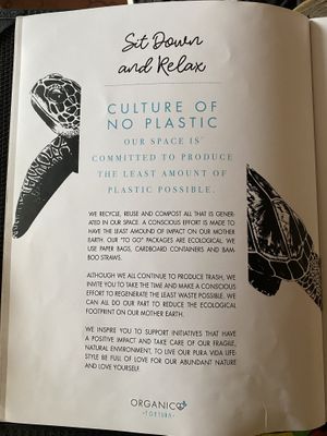 Menu at Organico Fortuna in La Fortuna