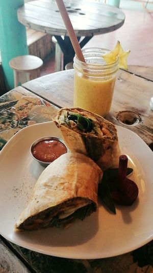 Vegan tuna burrito at Organico Fortuna in La Fortuna