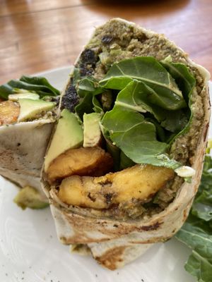 “Tuna” burrito was alright, came out cold but good with the plantains  at Organico Fortuna in La Fortuna