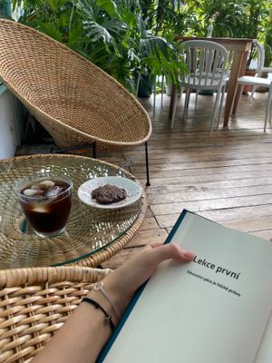 Coffee and almond cookie at Organico Fortuna in La Fortuna