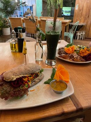 Gluten free falafel sandwich at Organico Fortuna in La Fortuna