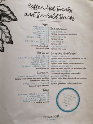 Menu card at Organico Fortuna in La Fortuna