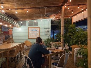 outside sitting area at Organico Fortuna in La Fortuna