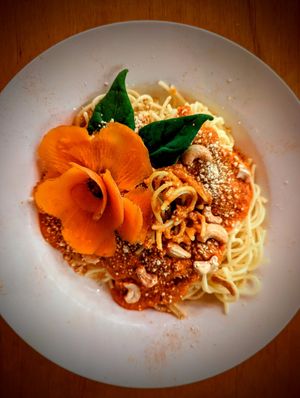 Cashew Pasta at Organico Fortuna in La Fortuna