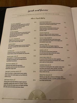 PB menu  at Organico Fortuna in La Fortuna