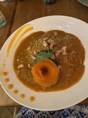 Creamy cashew pasta  at Organico Fortuna in La Fortuna