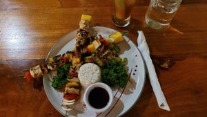 Tofu skewers at Organico Fortuna in La Fortuna