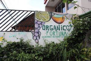 Signage at Organico Fortuna in La Fortuna