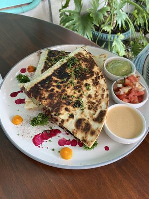 Really yummy quesadilla   at Organico Fortuna in La Fortuna