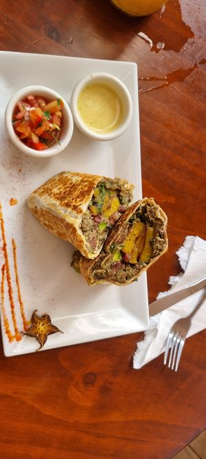 Vegan tuna burrito (didn't taste much like tuna, but was good, though) at Organico Fortuna in La Fortuna