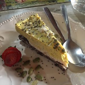 vegan cheesecake! at Organico Fortuna in La Fortuna