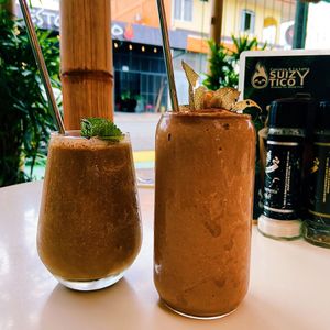 Monkey coffee and peanut butter chocolate smoothie  at Organico Fortuna in La Fortuna
