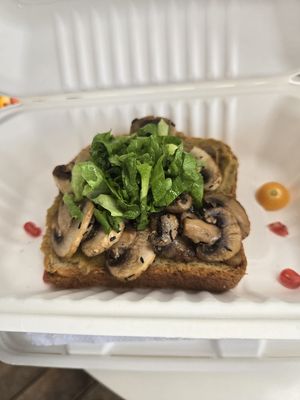 Mushroom toast   at Organico Fortuna in La Fortuna