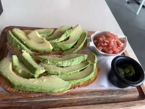 Avocado toast veganized   at Organico Fortuna in La Fortuna
