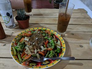 amaaazing vegan pasta (+iced coffee) at Organico Fortuna in La Fortuna
