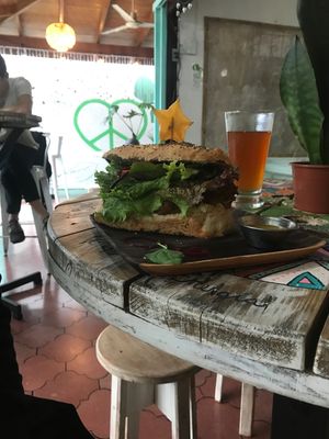 Vegan falafel sandwich  at Organico Fortuna in La Fortuna
