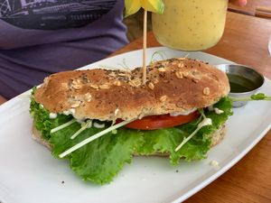 Caprese sandwich with cashew cheese at Organico Fortuna in La Fortuna