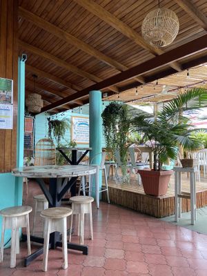 Very cute open air seating area (there’s also indoors seating) at Organico Fortuna in La Fortuna