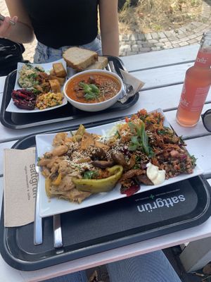 Middle plate and soup and big plate  at Sattgrün in Essen
