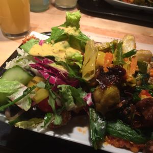 salad and entrees in medium plate at Sattgrün in Essen