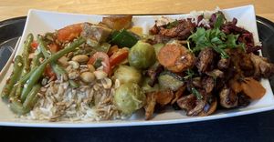 Medium plate with a mix of many dishes  at Sattgrün in Essen