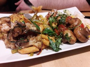 Mixture of buffet items at Sattgrün in Essen