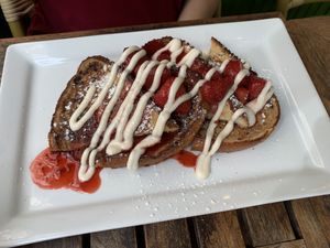 Strawberries and cream french toast at Bar Bombon in Philadelphia