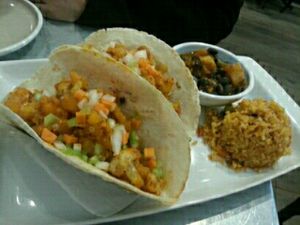 Buffalo Cauliflower Tacos from the brunch menu.  I highly recommend these.  :) at Bar Bombon in Philadelphia
