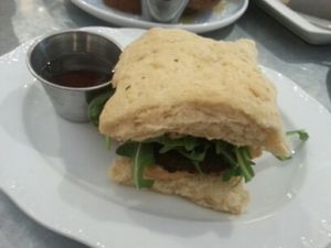 Sausage Biscuit sandwich from the brunch menu!  Highly recommended! at Bar Bombon in Philadelphia