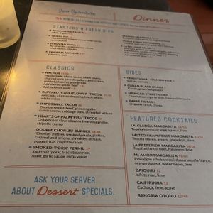 Dinner menu   at Bar Bombon in Philadelphia