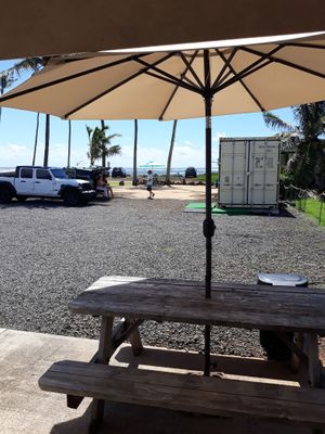 Outside seaside Dining  at Cafe Nirvana in Kapaa