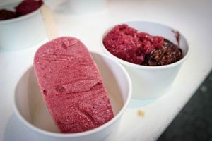 strawberry ice-cream at bistRAW & Tea in Prague