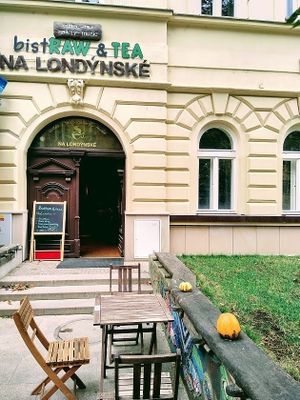 outside at bistRAW & Tea in Prague