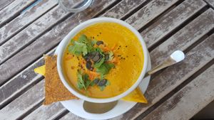 Thai soup at bistRAW & Tea in Prague