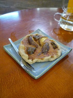 plum cake at bistRAW & Tea in Prague