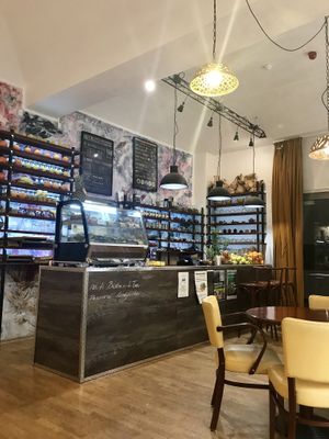 Interior at bistRAW & Tea in Prague