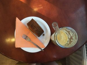 Apple strudel with apple juice! So fresh! at bistRAW & Tea in Prague