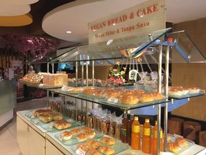 Adjacent vegan bakery. Buns, cakes, and other vegan food items.  at Dharma Kitchen - Pluit in Jakarta