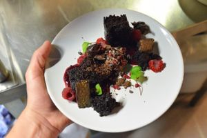 vegan chocolate plate at Flow in Bristol