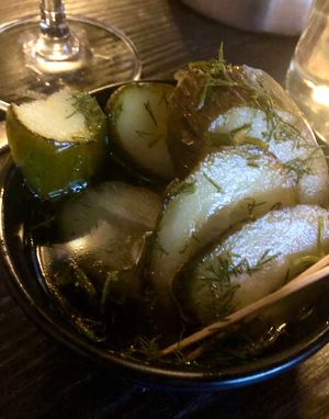 Dill pickles  at Flow in Bristol