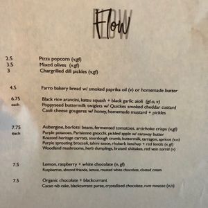Menu July 2023 at Flow in Bristol