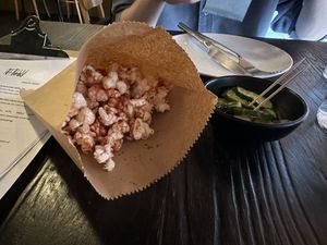 Popcorn and pickles  at Flow in Bristol