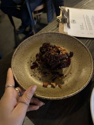 Vegan chocolate dessert plate   at Flow in Bristol