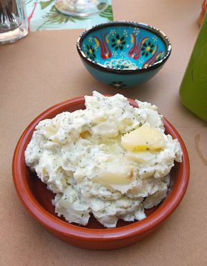 Papas alioli at La Libelula Vegan Cafe in Fuengirola