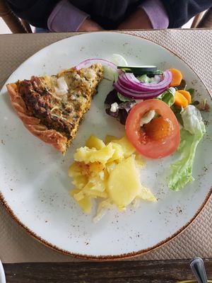 Tofu and almond quiche at La Libelula Vegan Cafe in Fuengirola